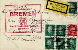 Schiffspoststempel Schnelldampfer Bremen Stpl. Erster Deutscher Katapultflug 22.7.1928 Luftpost I-II - Sonstige & Ohne Zuordnung