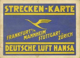 DEUTSCHE LUFTHANSA - Seltene STRECKEN-KARTE -FRANKFURT-MANNHEIM-STUTTGART-ZÜRICH I-II - Sonstige & Ohne Zuordnung