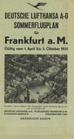 DEUTSCHE LUFTHANSA - Sommerflugplan Für FRANKFURT/Main 1935 I-II - Other & Unclassified