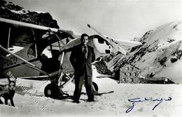 Flugzeug Vor 1945 Gletscherflug Pilot Geiger, Hermann Mit Unterschrift Foto AK I-II Aviation - Autres & Non Classés