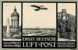 FLUGPOST HEIDELBERG-MANNHEIM 19.5.1912 - S-o Auf So-Karte I - Sonstige & Ohne Zuordnung