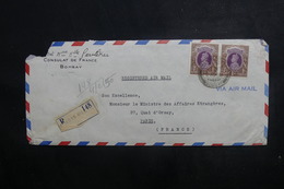 INDE - Enveloppe En Recommandé De Malabar Pour Paris ( Ministre Des Affaires Etrangères ) En 1950 - L 40621 - Brieven En Documenten