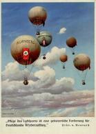 Ballon WK II Sign. Schmidt, Hans  Künstlerkarte I-II - Fesselballons