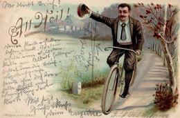 Fahrrad All Heil Lithographie 1897 I-II Cycles - Sonstige & Ohne Zuordnung