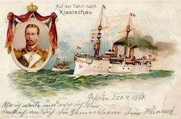 Deutsche Kolonien KIAUTSCHOU - Prinz Heinrich Mit Flaggschiff Deutschland Auf Der Fahrt Nach Kiautschau 1899 - Ecke Gest - Unclassified