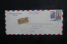 INDE - Enveloppe Du Consulat De France En Recommandé Pour Paris ( Ministre ) En 1955 - L 40632 - Briefe U. Dokumente