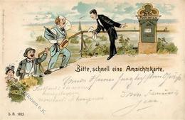 AK - Geschichte Bitte Schnell Eine Ansichtskarte Lithographie 1900 I-II - History