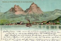Berggesicht Brunnen Am Vierwaldstättersee Mit Den Beiden Mythen Künstlerkarte 1898 I-II - Otros & Sin Clasificación