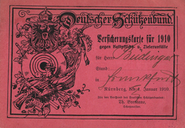 DEUTSCHER SCHÜTZENBUND - Waager. Gefaltete Versicherungskarte NÜRNBERG 1910 II - Other & Unclassified