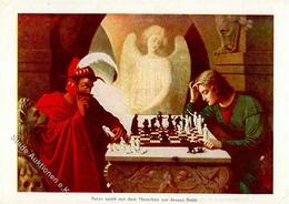 Schach Satan Engel  Künstlerkarte I-II Ange - Chess