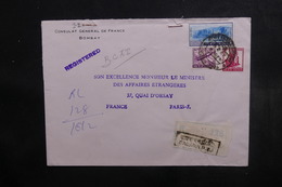 INDE - Enveloppe Du Consulat De France En Recommandé Pour Paris (Ministre Des Affaires Etrangères) En 1969 - L 40654 - Covers & Documents
