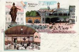 Berlin Mitte (1000) Gasthaus Zum Prälaten Pferdestraßenbahn Eisenbahn Bahnhof Lithographie 1899 I-II (Marke Entfernt) Ch - Other & Unclassified