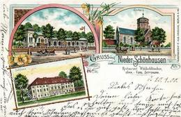 Niederschönhausen (O1110) Gasthaus Waldschlösschen Ferdinand Settekorn Schloss Kirche  1900 II- (Stauchung, Beschnitten) - Otros & Sin Clasificación