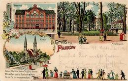 Pankow (O1100) Schule Kirche Amalienpark  Lithographie 1900 II ( Stauchung) - Otros & Sin Clasificación