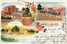 Rummelsburg (O1199) Hauptbahnhof Eisenbahn Türrschmidtstraße  Lithographie 1900 I-II (Ecken Abgestoßen) Chemin De Fer - Otros & Sin Clasificación