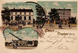 Treptow (O1193) Gasthaus Hugo Schüler Riesenfernrohr  Lithographie 1900 II- (repariert, Stauchung) - Otros & Sin Clasificación