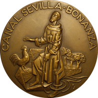 ESPAÑA. MEDALLA F.N.M.T. INAUGURACIÓN CANAL SEVILLA-BONANZA. 1.977. BRONCE. ESCASA. ESPAGNE. SPAIN MEDAL - Profesionales/De Sociedad