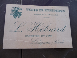 Pub Carte De Visite CDV L.Hébrard Courtier En Vin Lédignan Gard - Tarjetas De Visita