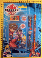 Bakugan - Battle Brawlers 5 PIECE STATIONERY SET PENCIL, ERASER, SHARPENER, RULER, NOTEPAD NEW - Otros & Sin Clasificación