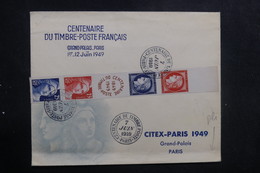 FRANCE - Enveloppe FDC En 1949, Bande Citex - L 40860 - ....-1949