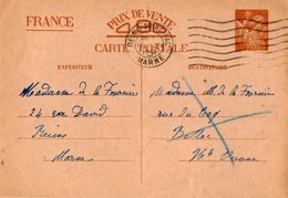 TB 2575 - Guerre 39 / 45 - CP - Entier Postal Type Iris - Mme De LA FOURNIERE à REIMS ......? - Standaardpostkaarten En TSC (Voor 1995)