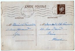 TB 2580 - Guerre 39 / 45 - CP - Entier Postal Type Pétain - Mr M De LA FOURNIERE à LYON Pour Mme De LA FOURNIERE à REIMS - Sobres Tipos Y TSC (antes De 1995)