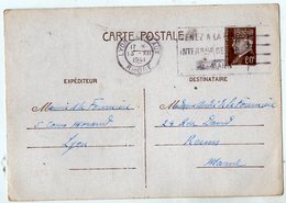 TB 2583 - Guerre 39 / 45 - CP - Entier Postal Type Pétain - Mr M De LA FOURNIERE à LYON Pour Mme De LA FOURNIERE à REIMS - Standard Covers & Stamped On Demand (before 1995)