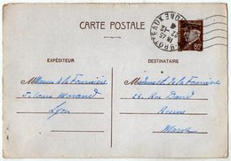 TB 2586 - Guerre 39 / 45 - CP - Entier Postal Type Pétain - Mr M De LA FOURNIERE à LYON Pour Mme De LA FOURNIERE à REIMS - Buste Postali E Su Commissione Privata TSC (ante 1995)