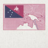 TUVALU 1986 Papua New Guinea Flag Map Islands 40c MARG.ERROR:CMY:no Blk. (PROOF) - Islands