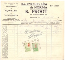 Factuur Facture - Fietsen Cycles Lea & Norma - R. Proot - Brugge 1936 - Transporte