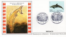 " CETACES DE LA MEDITERRANEE : LE GRAND DAUPHIN " Sur Enveloppe 1er Jour De 1992. N° YT 1822. Parfait état - Delfines