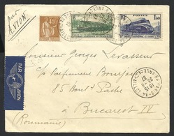 FRANCE--LETTRE--PAR AVION---1937--STAMPS TRAIN - Autres & Non Classés