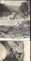 3 X Postcard Route De Zermatt Et La Viège Vue Générale Train Bahn Blick Auf Der Visp Und Das Bruneckhorn 1910 - Viège