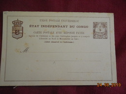 Entier Postal Du Congo Belge Avec Reponse Payé - 1884-1894