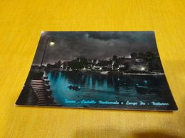 CARTOLINA TORINO-CASTELLO MEDIOEVALE E LUNGO PO' NOTTURNO-VIAGGIATA 1964-VERA FOTOGRAFIA- - Fiume Po