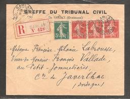 RECOM    SARLAT    Dordogne    1910   Semeuse  10c X 3    Et  5c - 1906-38 Säerin, Untergrund Glatt