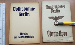 1937 938 Volksbühne Berlin WWII GERMANY GERMAN STAATSTHEATER OPER DEUTSCHLAND NAZI LOT MAGAZINE NEWSPAPERS STATE THEATER - Theater & Drehbücher