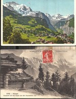 2 X Postcard Wengen Aussicht Auf Die Alpen Von Der Hunnenfluh Aus Jungfrau Breithorn 1909 - Wengen