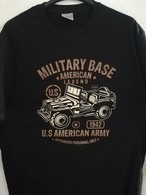 T SHIRT Noir US MILITARY BASE AMERICAN LEGEND 1942 JEEP Tailles S à XXL Tee Militaria - Fahrzeuge