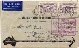 AUSTRALIA 1934. First Flight Australia - New Zealand On April 1934 - Erst- U. Sonderflugbriefe