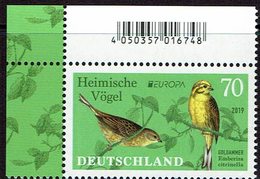 TIMBRE MNH ALLEMAGNE EUROPE CEPT 2019  OISEAUX NATIONAUX ESCRIBANO - 2019