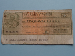 Ass. COMMERCIANTI TORINO : Lire Cinquanta 50 ( 251262820 ) 27-1-1976 ( For Grade, Please See Photo ) ! - Te Identificeren