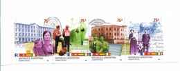 ARGENTINA 2002 INMIGRANTS CULTURES SHIPS BUILDING HISTORY STRIP OF 4 VALUES MNH - Neufs