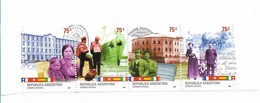 ARGENTINA 2002 INMIGRANTS CULTURES SHIPS BUILDING HISTORY STRIP OF 4 VALUES MNH - Nuevos