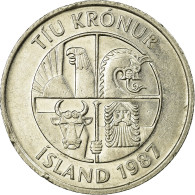Monnaie, Iceland, 10 Kronur, 1987, TB+, Copper-nickel, KM:29.1 - Islande