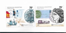 ARGENTINA 2002 FAEF PHILATELIC ASSOCIATION 50 ANNIVERSARY ESPAMER 98 STAMPS COATS, SHIPS HISTORY SET OF 2 MNH - Neufs