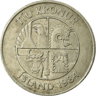 Monnaie, Iceland, 10 Kronur, 1984, TB+, Copper-nickel, KM:29.1 - Iceland