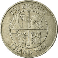 Monnaie, Iceland, 10 Kronur, 1984, TB+, Copper-nickel, KM:29.1 - IJsland