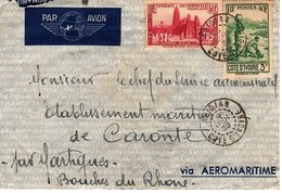 A.O.F. (1934-1959)Sur Lettre N°121-132 Départ ABIDJAN Pour CARONTE  (B Du Rh) PAR AVION    En L'état - Storia Postale
