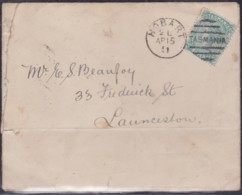 Tasmania 1891 Cover Rough Opened And Folded - Brieven En Documenten